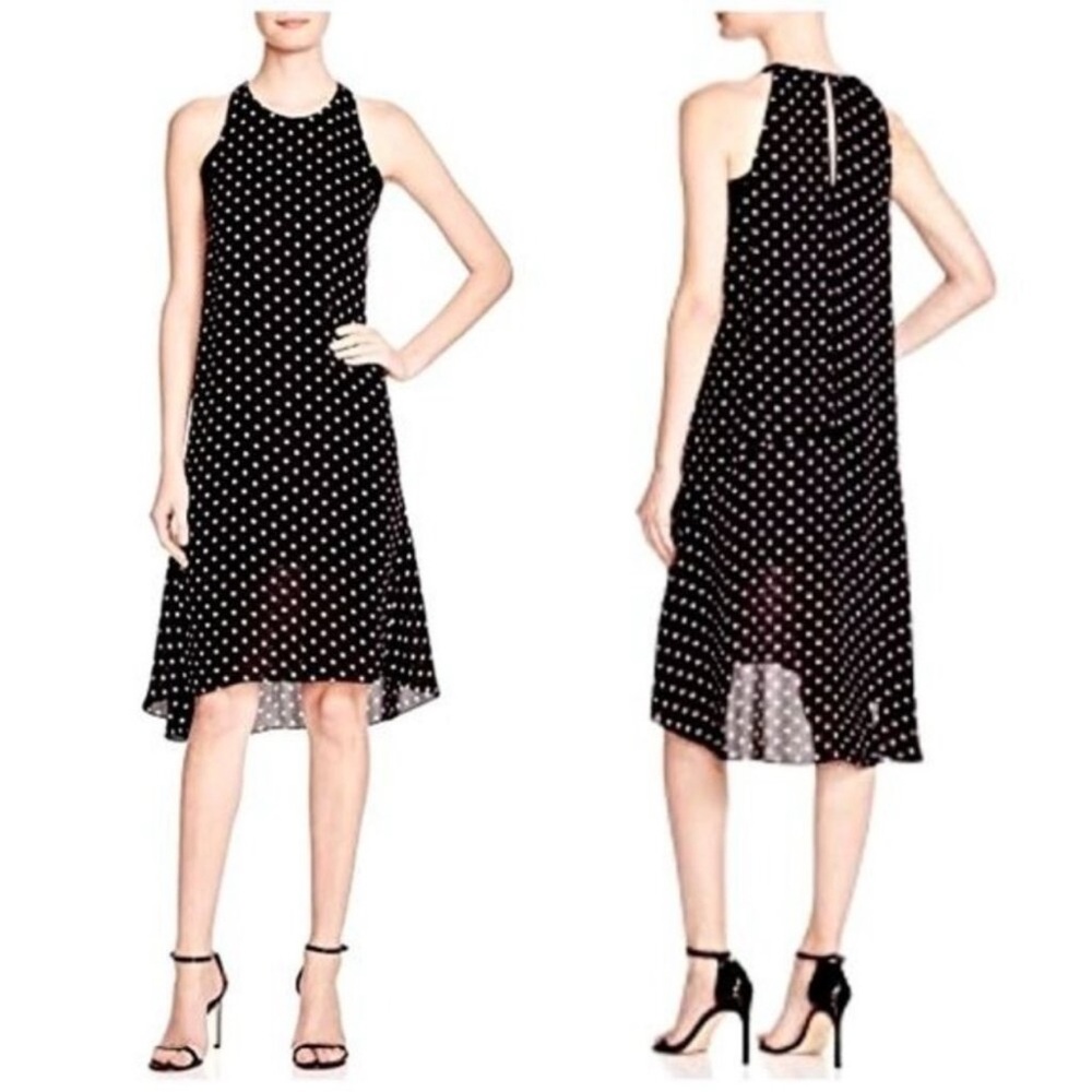 Theory Black and White High Low Silk Dress Size 4